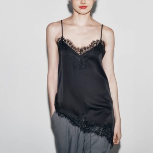 Wholesale 2026 Sexy Lace Patchwork Satin Cami <strong>Top</strong> Women Irregular Hem Adjustable Spaghetti Strap Tank <strong>Top</strong> - Product Image 2