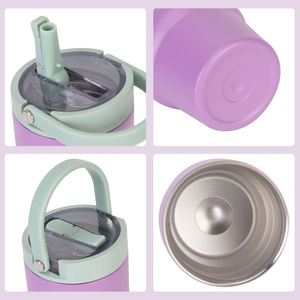 Custom 14oz Flip <b>Straw</b> Tumbler Stainless Steel Thermal Car Cup with Handle - Product Image 5