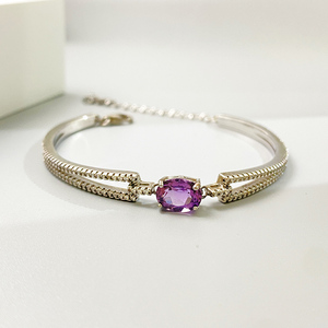 Bracelet en Améthyste Naturelle avec Argent Sterling S925 pour Femme, Bijou Élégant en Pierre Précieuse Violette, Pierre de Naissance de <span class=keywords><strong>Février</strong></span>, Cadeau Guérison - Product Image 2