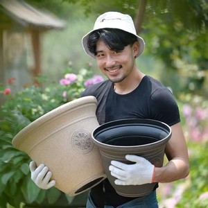Pot de fleurs en plastique imitation <span class=keywords><strong>terre</strong></span> <span class=keywords><strong>cuite</strong></span> PP pour extérieur, grand diamètre, robuste et durable, jardinière pour balcon, décoration de cour - Product Image 4