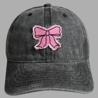 Gorra de Béisbol de Mezclilla con Parche Bordado de Lazo, Estilo Casual Deportivo, Personalizable con Logotipo, Vintage, Retro, de Algodón Lavado, Ajustable