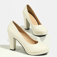 Escarpins classiques pour femmes à plateforme et talon haut, bout rond, à enfiler, talon épais de 9,5 cm, chaussures habillées pour le quotidien et les événements