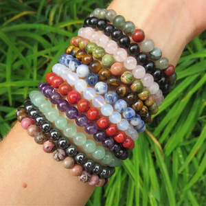 สร้อยข้อมือลูกปัดคริสตัลสำหรับผู้หญิงสร้อยข้อมือลูกปัดหินควอตซ์แท้รักษาโชคดี4/6/8/10มม. มีค่า - Product Image 4