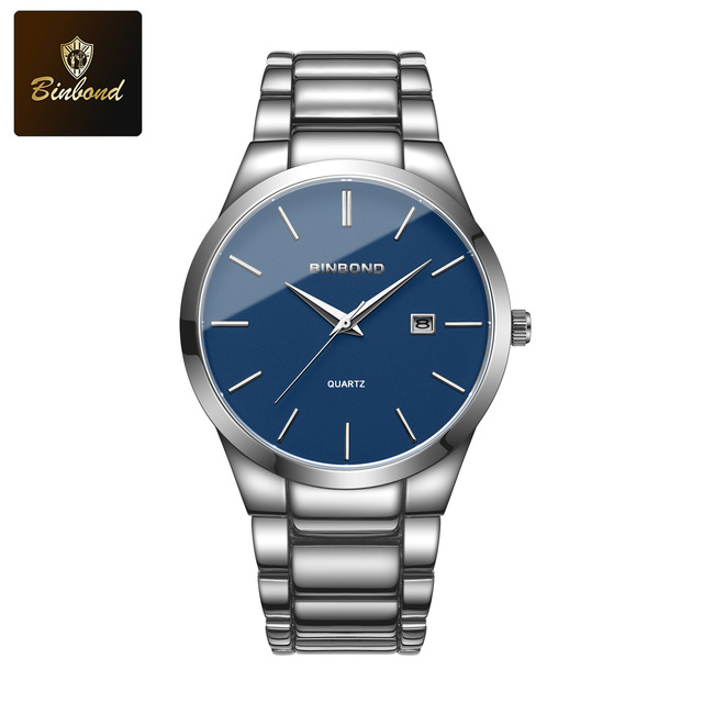 Binbond T077 077 Men Quartz Watch Stainless Steel Strap Simple Minimalist Design Auto Date Fashion in Stock Male Wristwatch