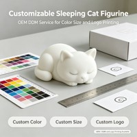 Poupée de chat endormi mignonne en PLA imprimée en 3D, design d'art moderne, décoration d'intérieur, salon