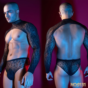 Hot Sale One Piece Black Temptation Low-Rise Floral Pattern Fishnet <strong>Bodystocking</strong> <strong>Men's</strong> Sexy Lingerie In-Stock for Party - Product Image 4