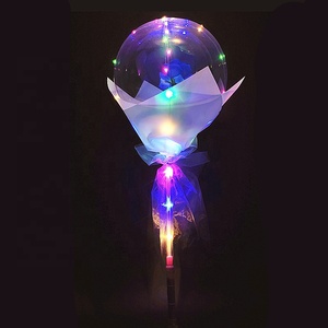 Ballon lumineux LED romantique Bouquet de roses Ballon bobo en latex transparent avec rose pour la fête de noël Saint Valentin - Product Image 2
