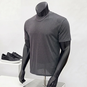 T-shirt Homme Col Rond Manches Courtes Gris Heather Coupe Ajustée Style Streetwear Usage Quotidien Respirant Effet Lin Uni - Product Image 1