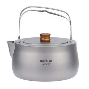 Accessoires de voyage, bouilloire en titane pour le camping, bouilloire à thé et à café d'extérieur, <span class=keywords><strong>vaisselle</strong></span>, pot, fournitures, plats de tourisme, équipement de cuisine pour la <span class=keywords><strong>randonnée</strong></span> - Product Image 6