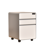 Armoire de classement mobile à 3 tiroirs de qualité supérieure, en acier, unité de rangement de bureau, tiroir sur roulettes, poignée cachée verrouillable, armoire de bureau
