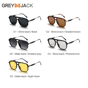 Lunettes de soleil polarisées pour hommes Greyjack, monture en métal TR, noires, UV400, vision nocturne, style sport, grande monture - Product Image 2