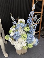 Boule de fleurs artificielle en soie PPS, 60 cm, Hortensia bleu, pour décoration de centre de table de mariage et événements