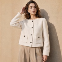 Veste en laine de chameau style tweed élégante Weisilili pour l'automne et l'hiver, à simple boutonnage, courte, en laine de soie véritable pour femmes