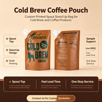 Pochette souple personnalisée marron pour café infusé à froid avec bec verseur et bouchon