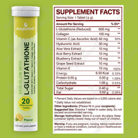 AegleWell L Glutatión Tabletas Efervescentes 600mg con Vitamina C y Colágeno 20 Tabletas Sabor Limón