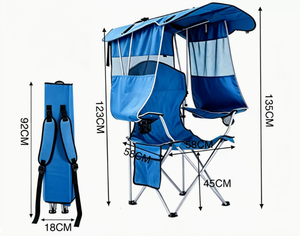 Chaise pliante OEM ODM personnalisée en alliage d'aluminium confortable avec pare-soleil et <span class=keywords><strong>porte</strong></span>-gobelet, portable pour camping en extérieur, vente en gros, MOQ - Product Image 4
