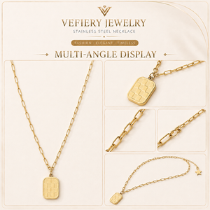 Collier géométrique en acier titane couleur or pour femmes - Product Image 4