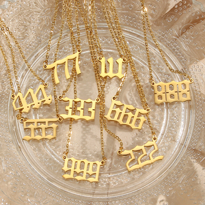 Gran oferta, collar de Ángel de acero inoxidable de oro de 18 quilates, joyería delicada <span class=keywords><strong>111</strong></span> <span class=keywords><strong>222</strong></span> 333 444 555, colgante de número de Ángel para mujer - Product Image 1