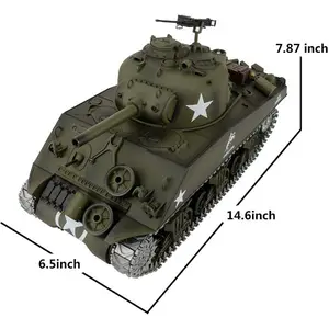 2.4克美国M4A3谢尔曼遥控坦克M4恒隆3898-1专业7.0无线电控制1/16规模二战车辆坦克战斗充气军