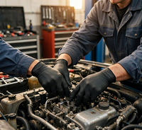 Gants jetables en nitrile noir en gros, gants de travail industriels sans poudre pour mécaniciens et nettoyage OEM