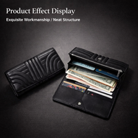 Dompet Wanita Model Panjang Custom Logo Grosir Kulit Asli Desainer RFID untuk Hadiah Liburan Grosir