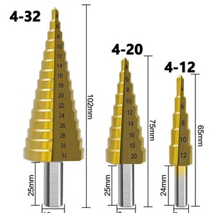 Yiduo <b>Step</b> <b>Drill</b> Bit Set 4-32mm Titanium Plated Woodworking Fast Boring Bits for Smooth Finish - Product Image 1