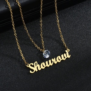 Collar de Acero Inoxidable de Doble Capa con Nombre Personalizado, de Alta Calidad, para Mujer - Product Image 1