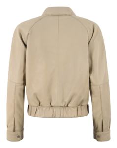 Chaqueta de Mujer Personalizada 100% Cuero Nappa Beige Genuino, Estilo Burbuja, Marca Privada, Proveedor Mayorista OEM - Product Image 4
