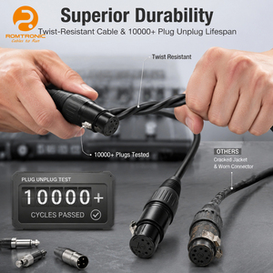 Cable de <span class=keywords><strong>Audio</strong></span> <span class=keywords><strong>XLR</strong></span> ROMTRONIC OEM Resistente a la Torsión, Cobre OFC, Más de 10000 Ciclos de Conexión, <span class=keywords><strong>Audio</strong></span> Profesional para Equipos de DJ y Escenario - Product Image 1