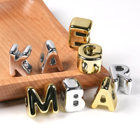 Nouvelles perles en acrylique à grand trou, lettres de l'alphabet (26 lettres), couleur or et argent, pour la création de breloques de sac, pendentifs de téléphone et accessoires de bijoux DIY