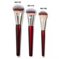 Ensemble de pinceaux de maquillage de luxe Bourgogne, poils synthétiques, étiquette privée, logo personnalisé, fabricant d'ensembles de pinceaux cosmétiques professionnels