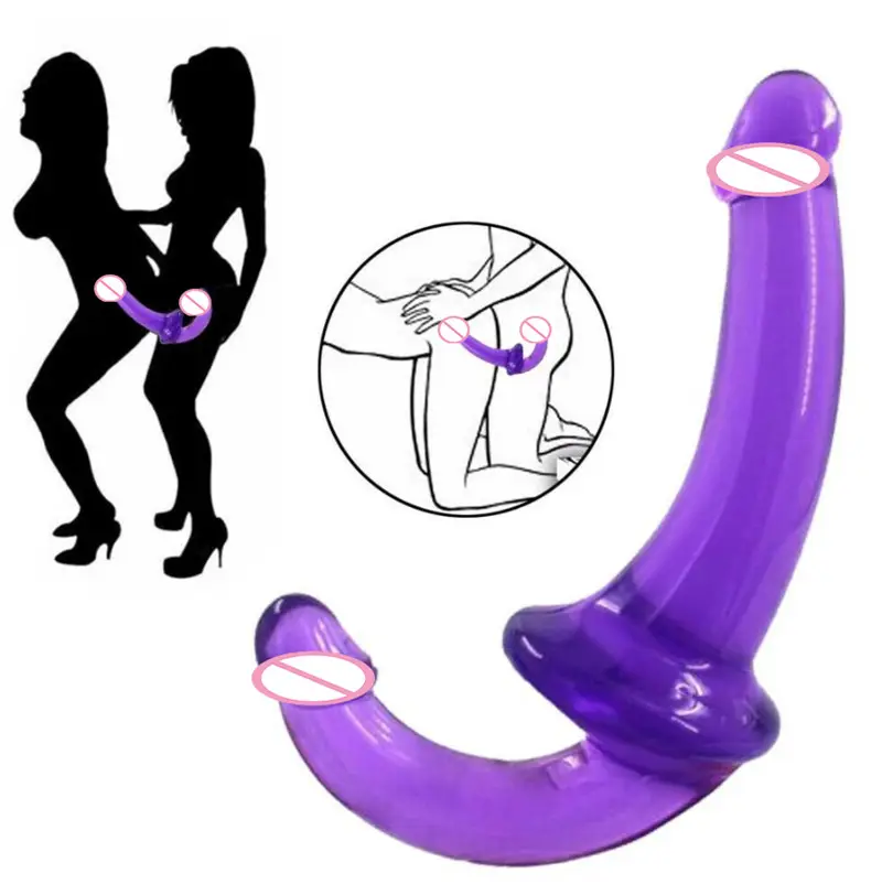 Đôi đã kết thúc dương vật lesbian Đồ chơi tình dục TPE Double Sided dildo nhỏ strapless dây đeo-on dildo cho phụ nữ