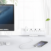 Hub de bureau encastré haute puissance 65W PD Type-C avec pince de fixation réglable, station d'alimentation 1625W à 3 prises pour mobilier de bureau