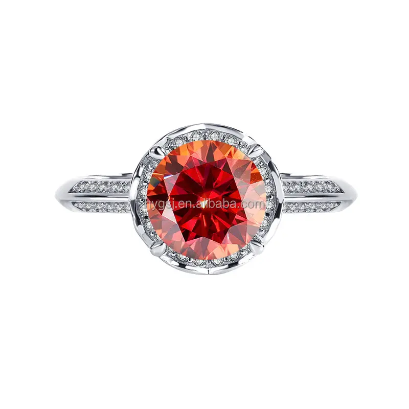 Lusso 2CT personalizzato S925 blu rosso verde rosa giallo diamante rosa Mosang anello di diamanti per le donne Moissanite diamante