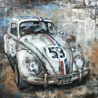 Car White Sports Car Painting Landscape Embroidery Handmade Gift Home Iron Deco Wall Art Painting
