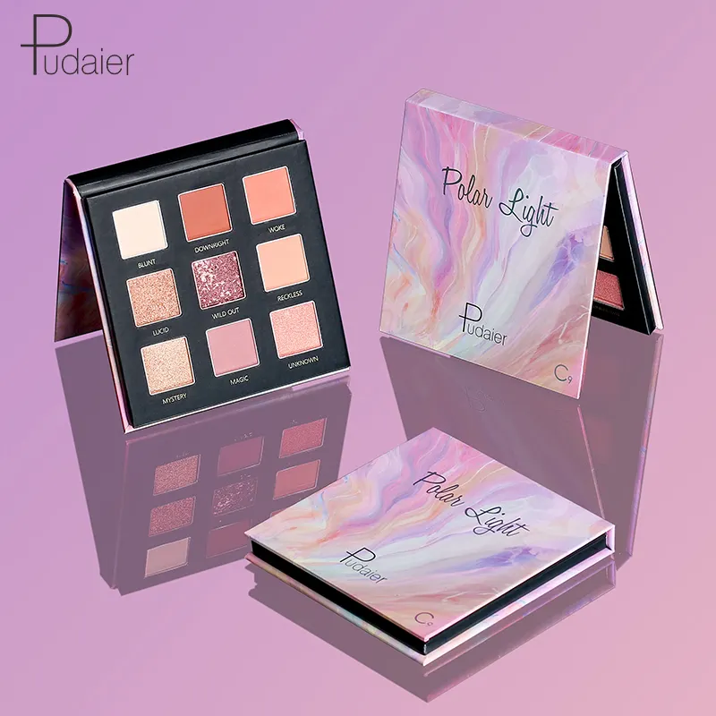 Palet Eyeshadow kecil portabel rias wajah berkilau mutiara Nude tahan air Matte Paillette Glitter Nude di pesta