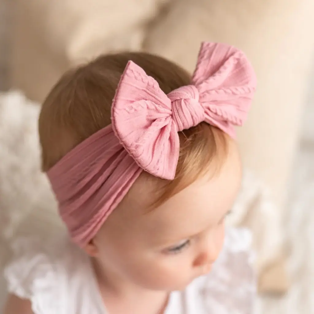 Bé Headband Nylon Ribbon Bow tóc phụ kiện đàn hồi tóc ban nhạc