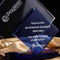 Trophée en verre K9 de haute qualité, plaque en cristal gravée au laser, logo personnalisé, forme personnalisée, base noire, cadeau souvenir