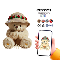Peluche personnalisée Renard blanc avec un chapeau, l'intérieur est rembourré de coton polypropylène doux, jouet exclusif personnalisé