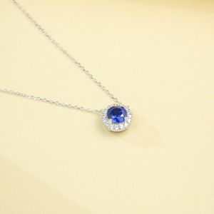 Collar con Colgante de Zafiro Cultivado en Laboratorio, Plata de Ley 925, Joyería Fina de Lujo para Uso Diario, Fiestas y Eventos Nocturnos, Joyería para Mujer - Product Image 5