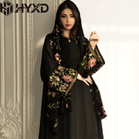 Robe et foulard islamiques traditionnels pour femmes, broderie à la main de luxe, vêtements ethniques musulmans, ensemble 2 pièces, Abaya Dubaï pour femmes