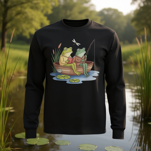 Book Frog Toad Fishing T-shirt à manches longues pour adulte, unisexe, col rond - Product Image 2