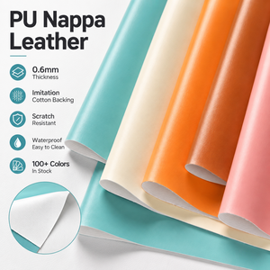 Cuero Sintético PU Nappa, <span class=keywords><strong>Tela</strong></span> Vegana Imitación Piel de Rexina para Bolsos, Carteras, Bolsitas, Fabricación de Bolsos, Láminas, Rollos al por Mayor, Revestimiento Suave - Product Image 1