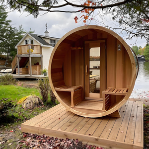 Bán 4 người tuyết tùng ngoài trời và gỗ tuyết tùng đỏ đăng nhập phòng tắm hơi cabin với cửa sổ kính toàn cảnh và ngôi nhà bằng gỗ. - Product Image 1