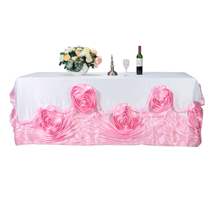 Nappe en satin rose à pétales tridimensionnels tissés modernes, nappes en satin polyvalentes pour les événements et les occasions - Product Image 2
