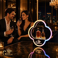 Support de présentation de bouteilles de vin et de spiritueux en forme de fleur RGB personnalisé pour bar de nuit, avec éclairage LED, pour service VIP
