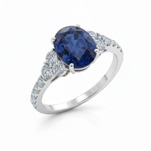 Bague de fiançailles et de mode personnalisée en or massif 10K/14K/18K, argentée, avec pierre de laboratoire CVD de qualité IGI VVS-VS, taille brillant classique, style cluster - Product Image 1