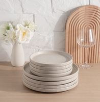 Service de table émaillé en porcelaine mate mouchetée, écologique et réutilisable, 16 pièces, assiettes, bols et tasses modernes pour 4 personnes, pour la maison