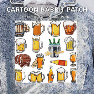 <b>Yellow</b> Embroidered PVC Iron-On Cartoon Rabbit Carrot Patch <b>Sticker</b> Set for Hats and Bags - Product Image 2