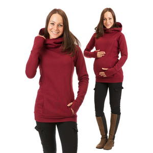<span class=keywords><strong>Veste</strong></span> de maternité d'<span class=keywords><strong>allaitement</strong></span> nouvelle collection automne-hiver avec doublure en polaire, épaisse, à capuche, manches longues, demi-doigts exposés, style sweat à capuche - Product Image 2